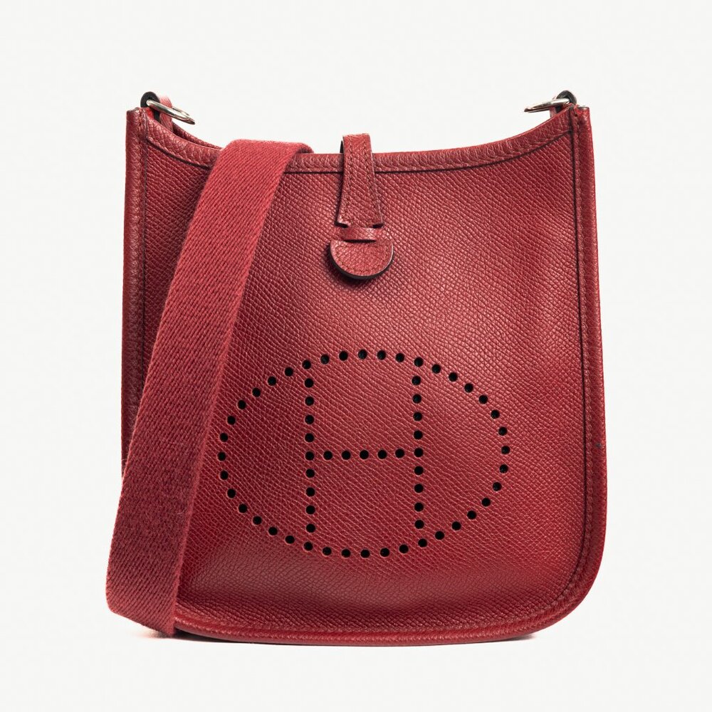 Hermes Evelyne TPM Rouge Grenat Taurillon Clemence Leather Shoulder Bag